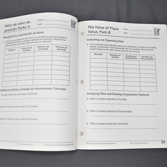 Texas Instruments TI-15 Calculator Teachers Guide Workbook English Spanish 2000 - Picture 9 of 15